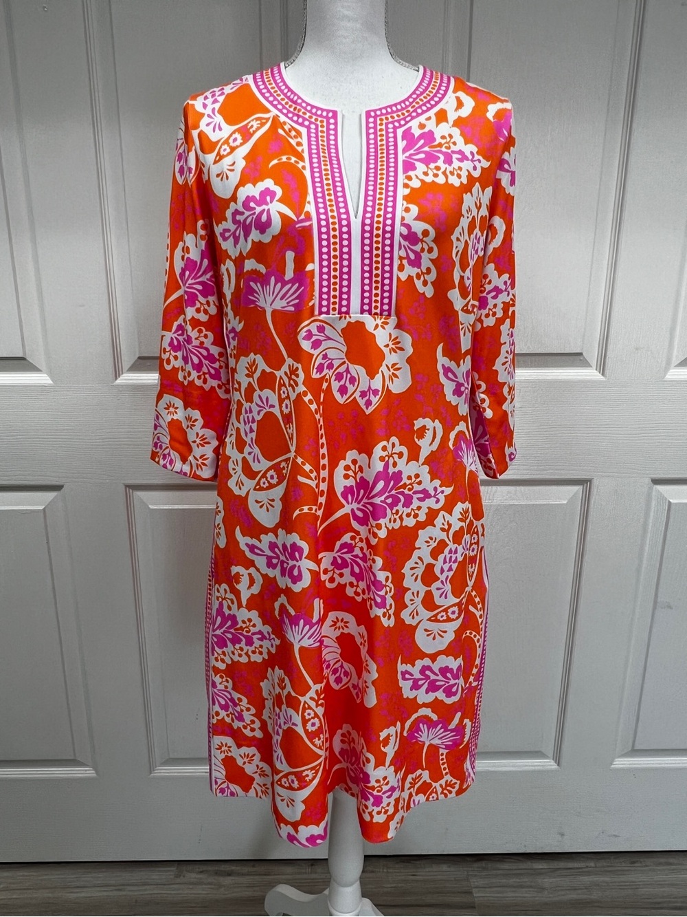GRETCHEN SCOTT Split Neck Mini Dress - Flora Size L